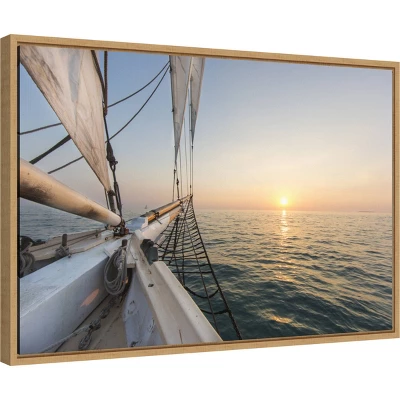 23" X 16" Sunset Cruise On The Western Union Schooner By Chuck Haney Danita Delimont Framed Canvas Wall Art - Amanti Art 1 23" X 16" Sunset Cruise On The Western Union Schooner By Chuck Haney Danita Delimont Framed Canvas Wall Art - Amanti Art