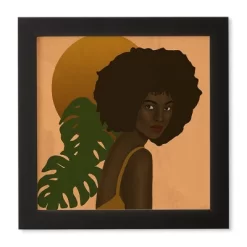 12" X 12" Nawaalillustrations Girl In The Sun Framed Wall Art Black - Deny Designs -Art Wall Deals Store GUEST e6da8408 2812 4deb a5d7 bb7de0fdf0bb
