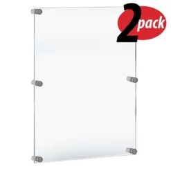 Azar Displays Floating Acrylic Wall Frame With Silver Stand Off Caps: 24" X 36" Graphic Size, Overall Frame Size: 28" X 40", 2-Pack