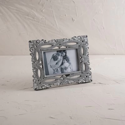 Filigree 4X6 Photo Frame Gray MDF & Glass - Foreside Home & Garden 1 Filigree 4X6 Photo Frame Gray MDF & Glass - Foreside Home & Garden