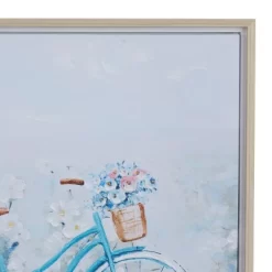 Canvas Bike Handmade Framed Wall Art With Tan Frame Blue - Olivia & May -Art Wall Deals Store GUEST ee8879b5 99f2 4ff9 8499 2ea8f3b4e111