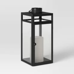 24" X 8" Decorative Metal Lantern Candle Holder Black - Threshold™ 5 24" X 8" Decorative Metal Lantern Candle Holder Black - Threshold™ -Art Wall Deals Store GUEST f7a37f39 b593 42a1 9146 273a97636d2a