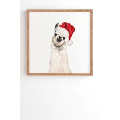 Big Nose Work Christmas Llama Bamboo Framed Wall Art - Deny Designs -Art Wall Deals Store GUEST f7bbe8fa 39a3 40d6 b484 5ba22b813dad