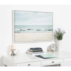23" X 33" Sylvie Beach 2 Framed Canvas By F2 Images White - Kate And Laurel -Art Wall Deals Store GUEST f9fb59c4 9549 4bd0 8e66 2a3996b940c7