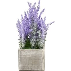 Artificial Lavender Fake Flower Plant In Rustic Pot Wooden Box For Decorations -Art Wall Deals Store GUEST fa28e03a 6575 4f40 8597 d1f6cfa11387