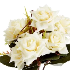 Farmlyn Creek 4 Piece Artificial White Roses, Fake Faux Flowers Plants With Ceramic Vase For Indoor Spring Home Decor -Art Wall Deals Store GUEST fce32808 40af 4146 9eae 477d7304d13f