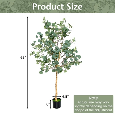 Costway 5.5FT Artificial Tree Fake Eucalyptus Tree For Living Room Office Home Decor 9 Costway 5.5FT Artificial Tree Fake Eucalyptus Tree For Living Room Office Home Decor - Image 9